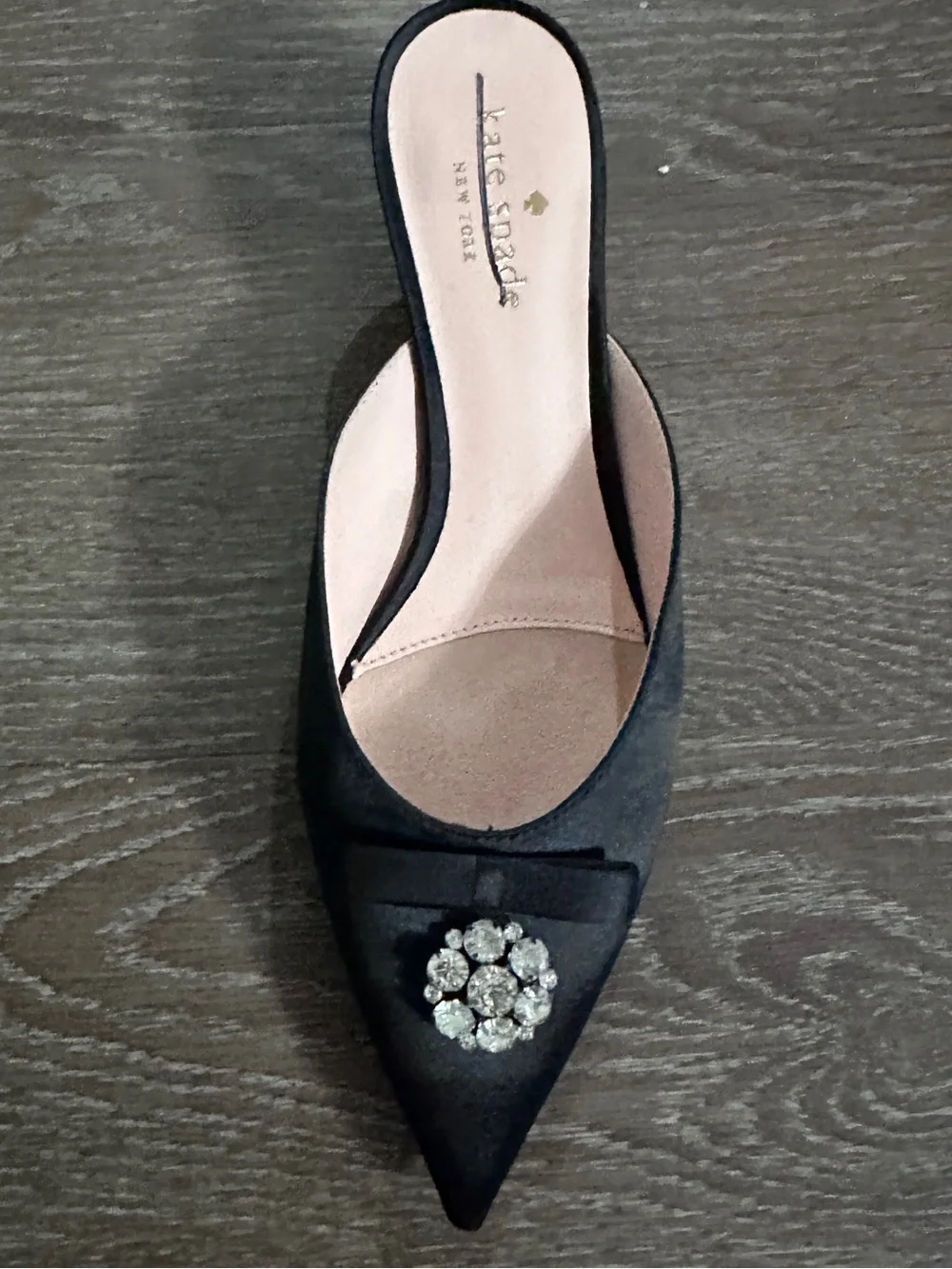 Kate Spade Darlene Satin Kitten Heels elegant cocktail slide shoes Size 7.5